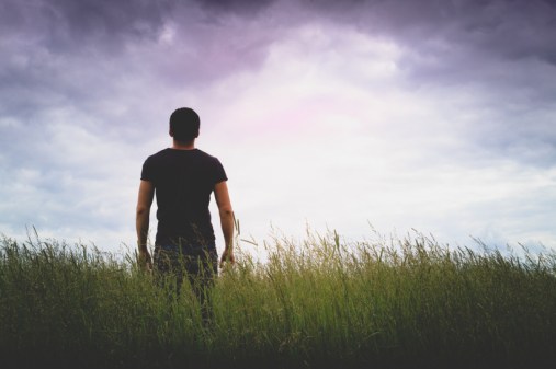 Silhouette of young man